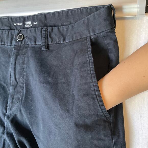 Old Navy Men Khaki Pants size 34x32 Black Mid Rise Straight Leg - Picture 8 of 11